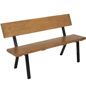 Sunnydaze 59" European Chestnut Wood Patio Bench with Steel Frame