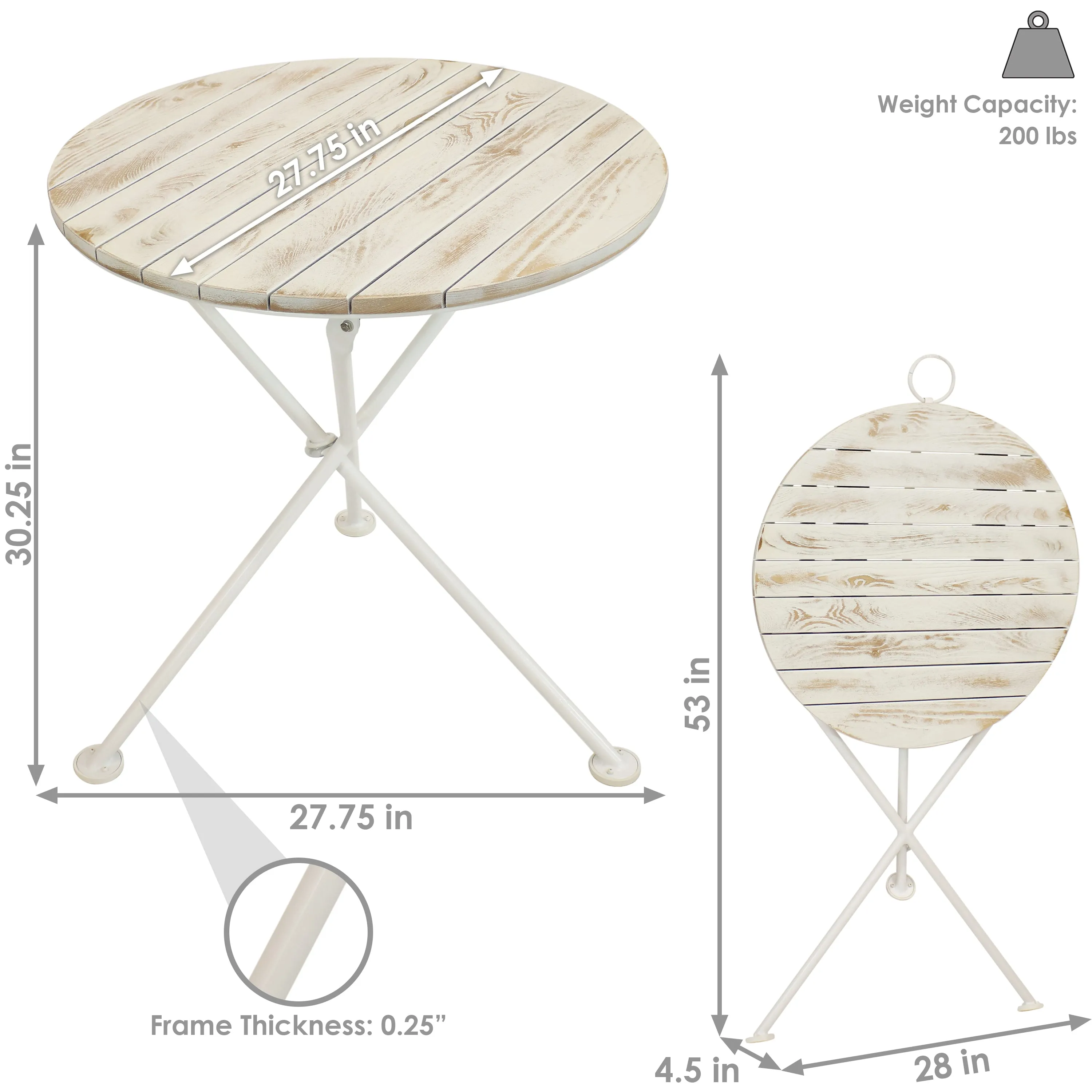 Sunnydaze French Country European Chestnut White Bistro Table - 28" Round