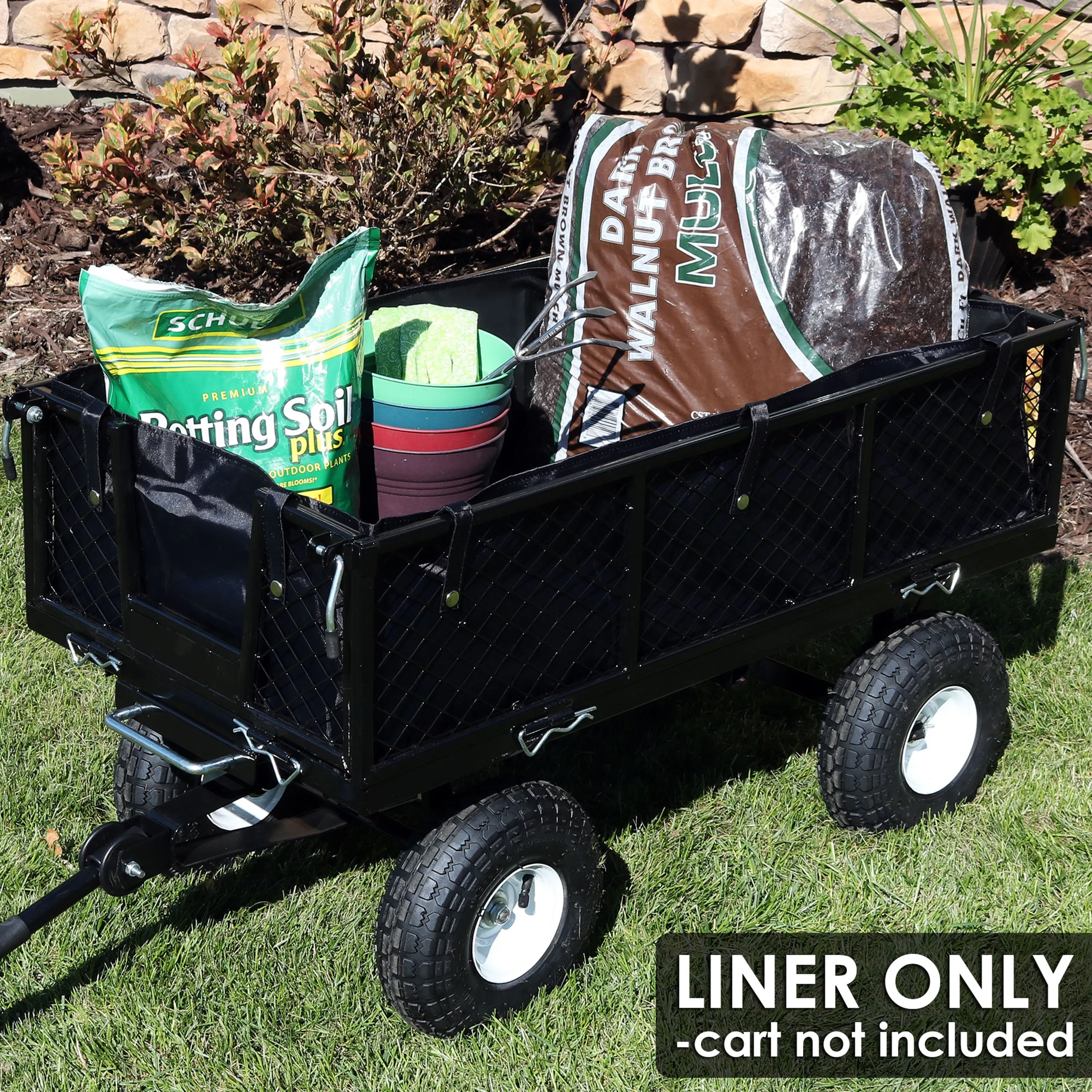 Sunnydaze Heavy-Duty Polyester Dumping Utility Cart Liner