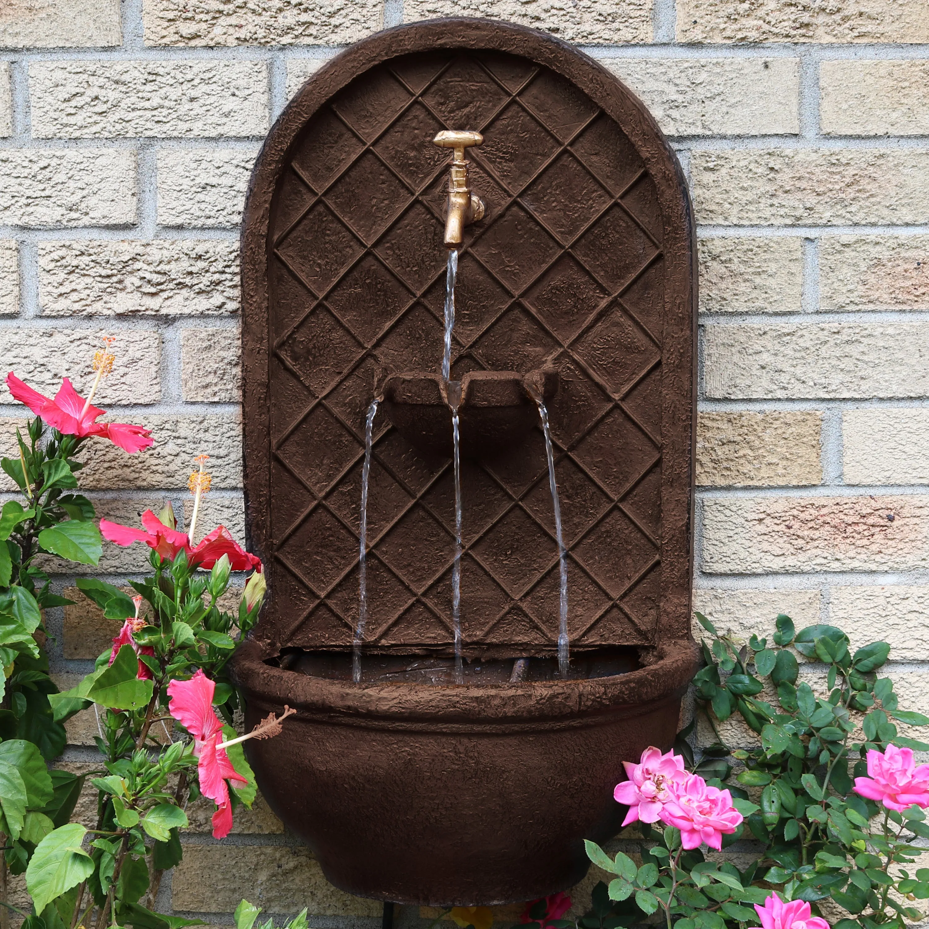 Sunnydaze Messina Solar Wall Fountain - 26" H