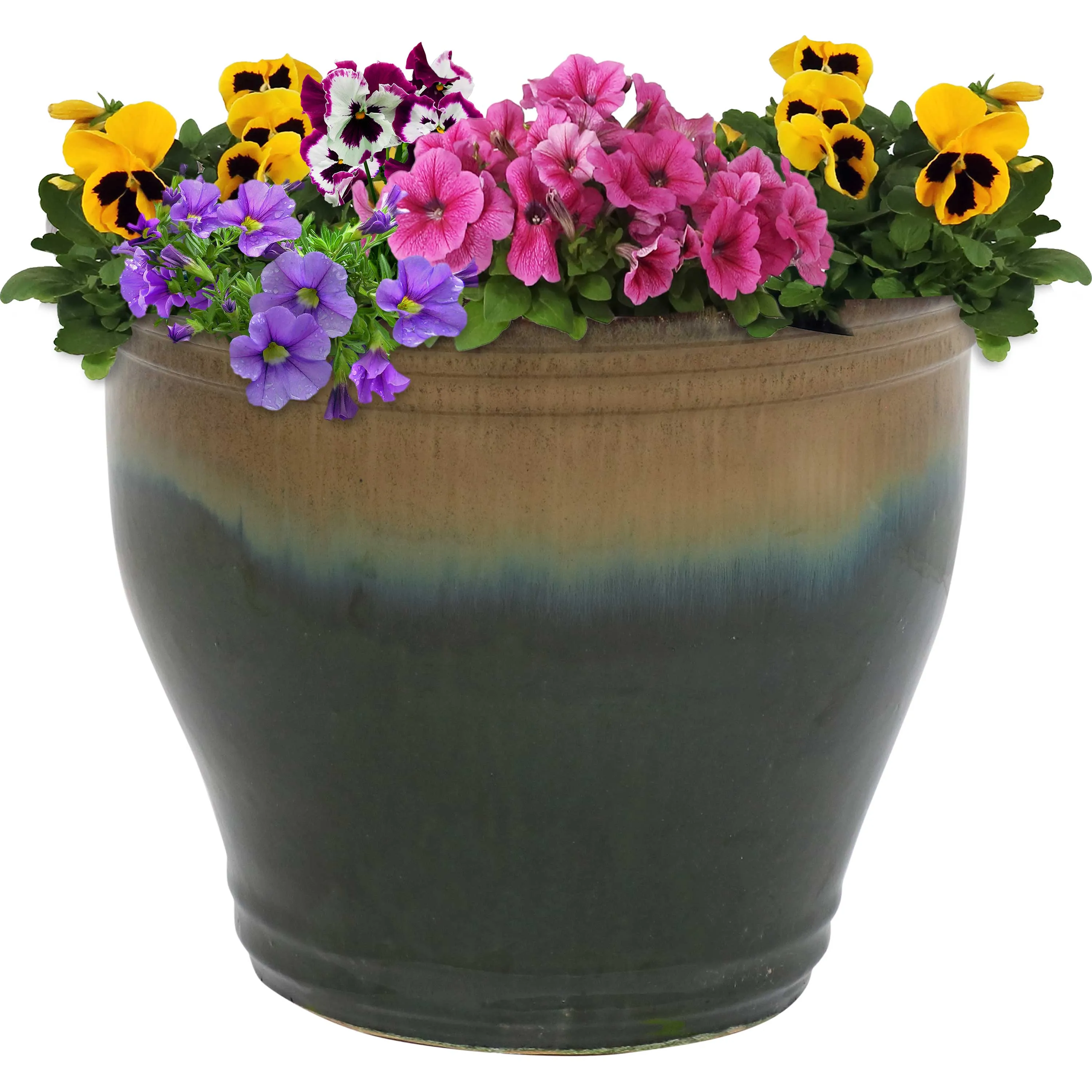 Sunnydaze Studio High-Fired Glazed Ceramic Planter