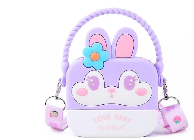 Sweet and Stylish Bear/Flower Bunny Square Silicone Sling Bag for Girls