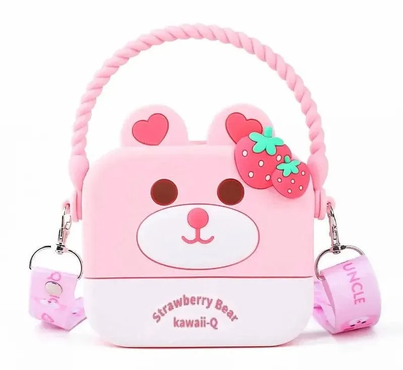 Sweet and Stylish Bear/Flower Bunny Square Silicone Sling Bag for Girls