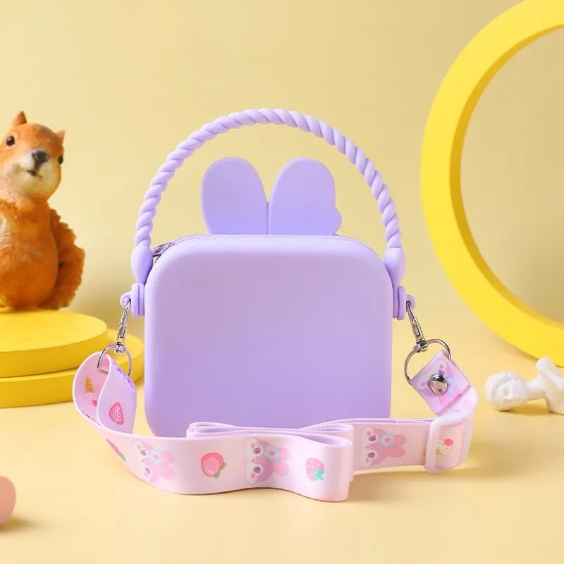 Sweet and Stylish Bear/Flower Bunny Square Silicone Sling Bag for Girls