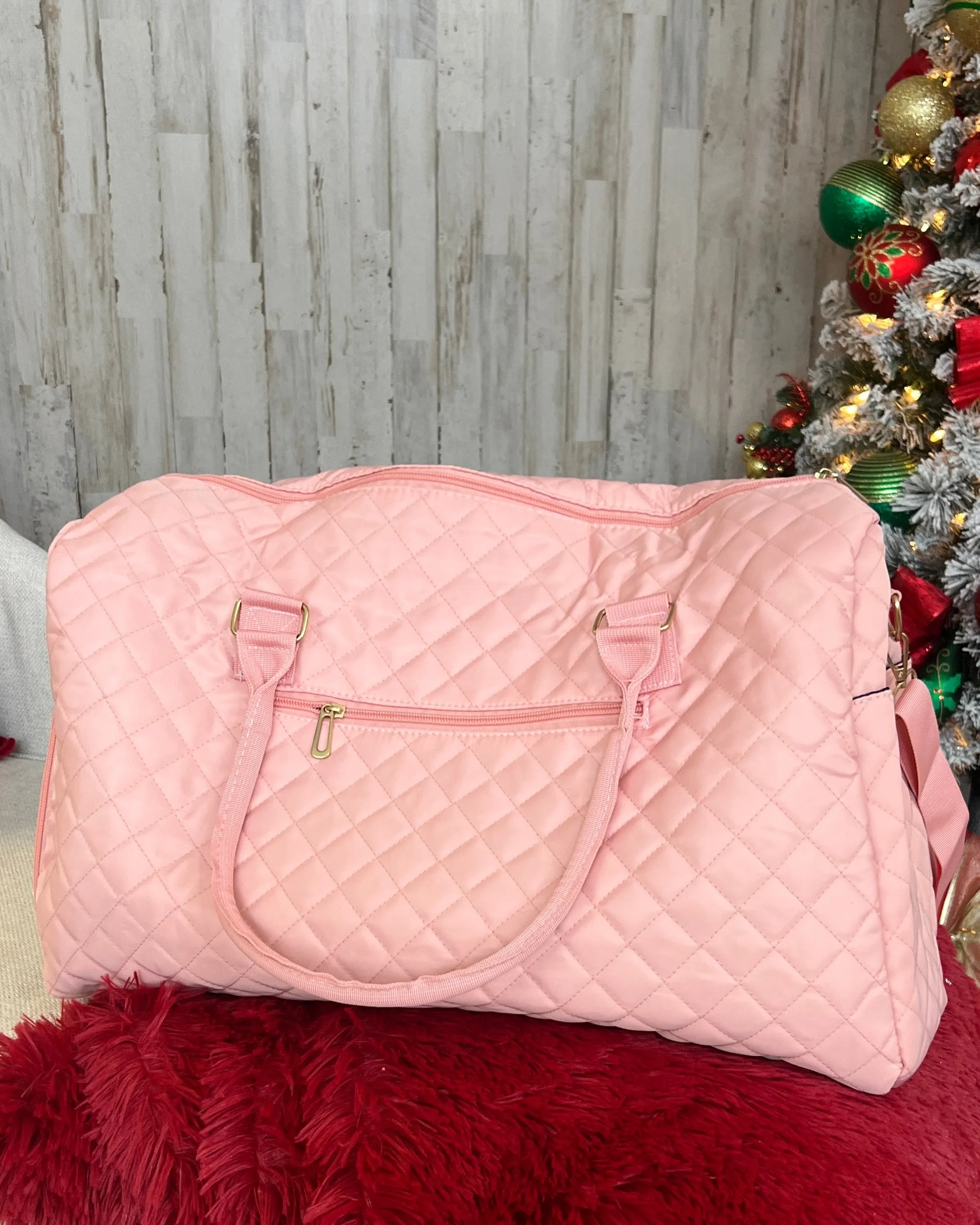 Takin' A Trip Pink Quilted Duffle Bag