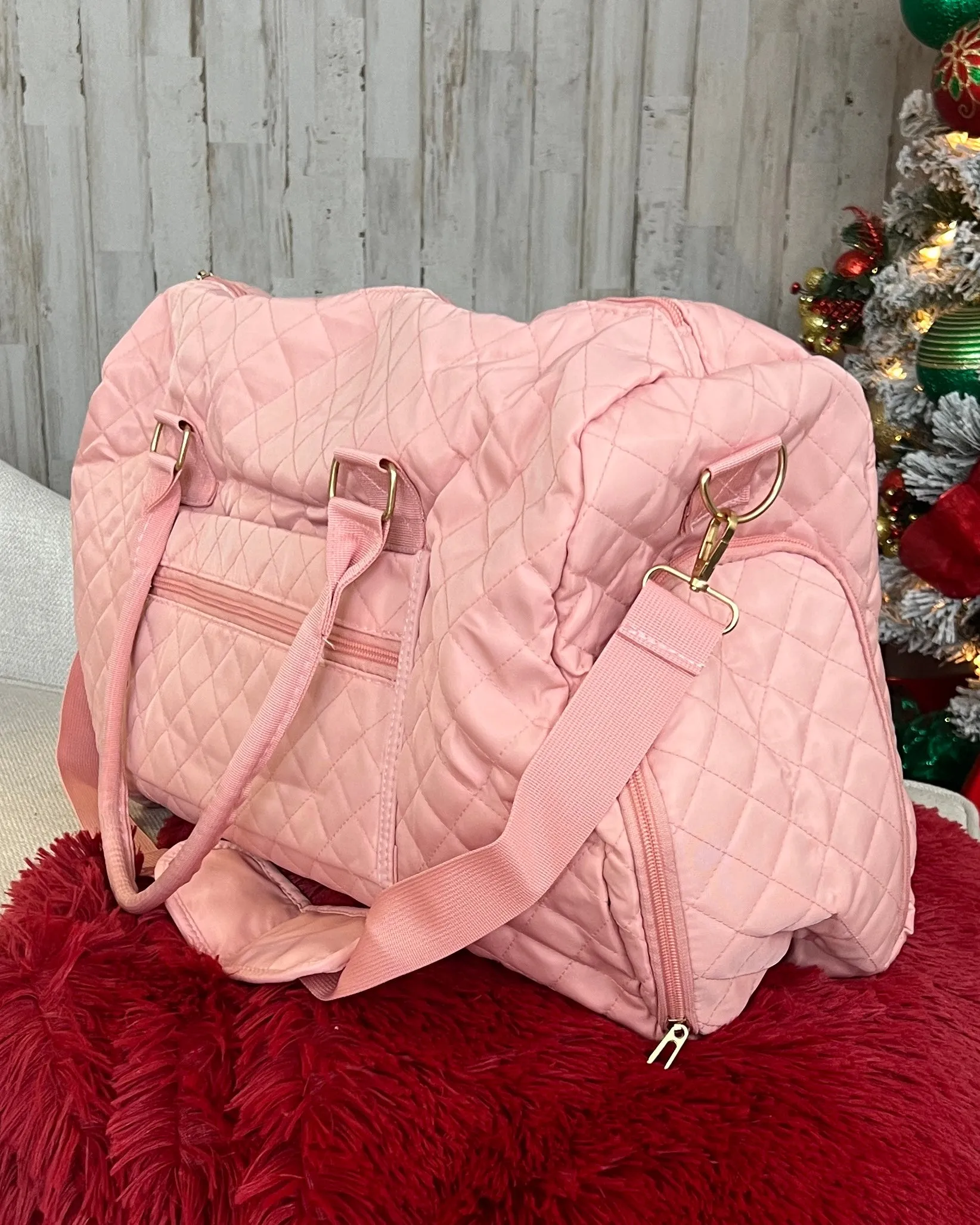 Takin' A Trip Pink Quilted Duffle Bag