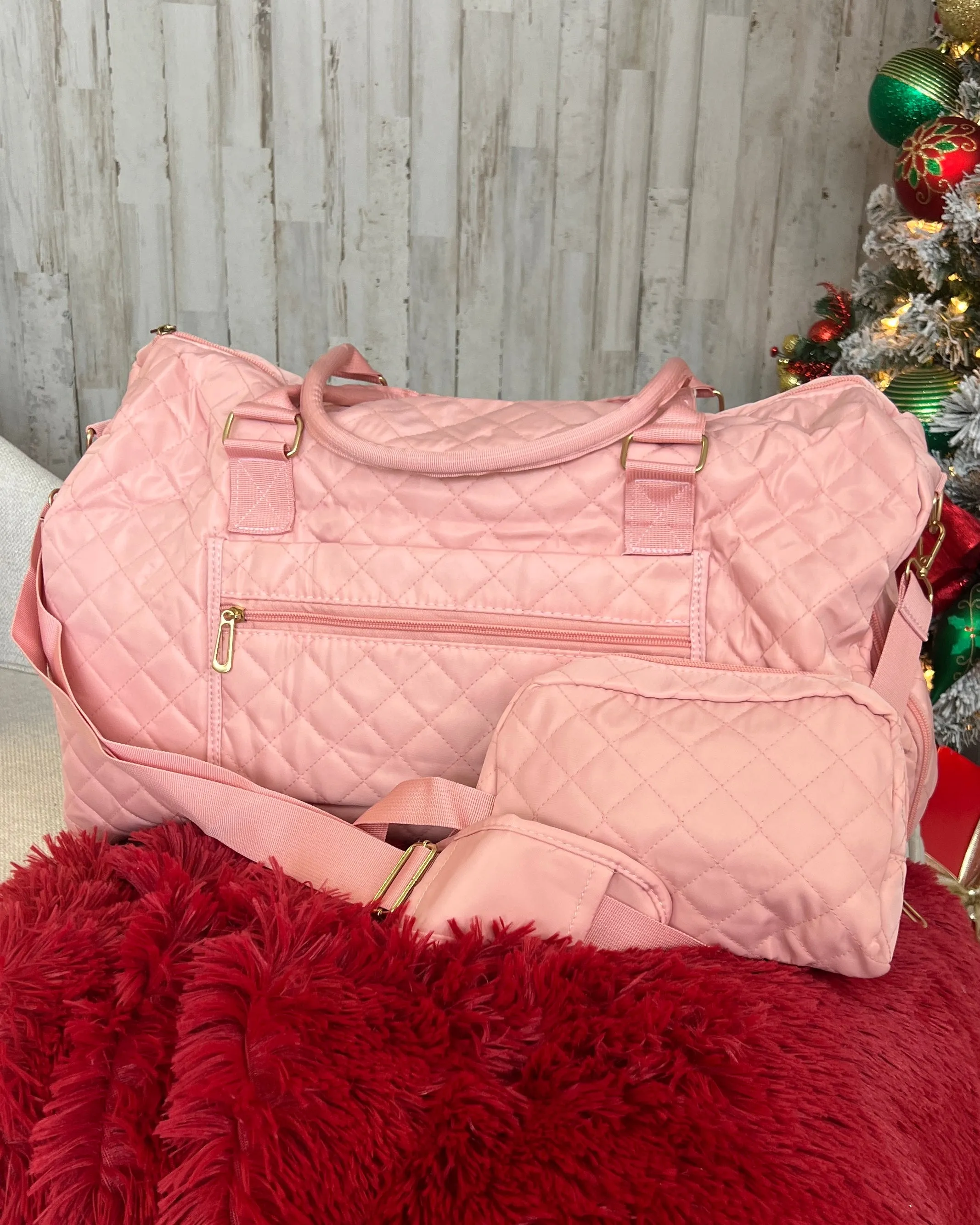 Takin' A Trip Pink Quilted Duffle Bag