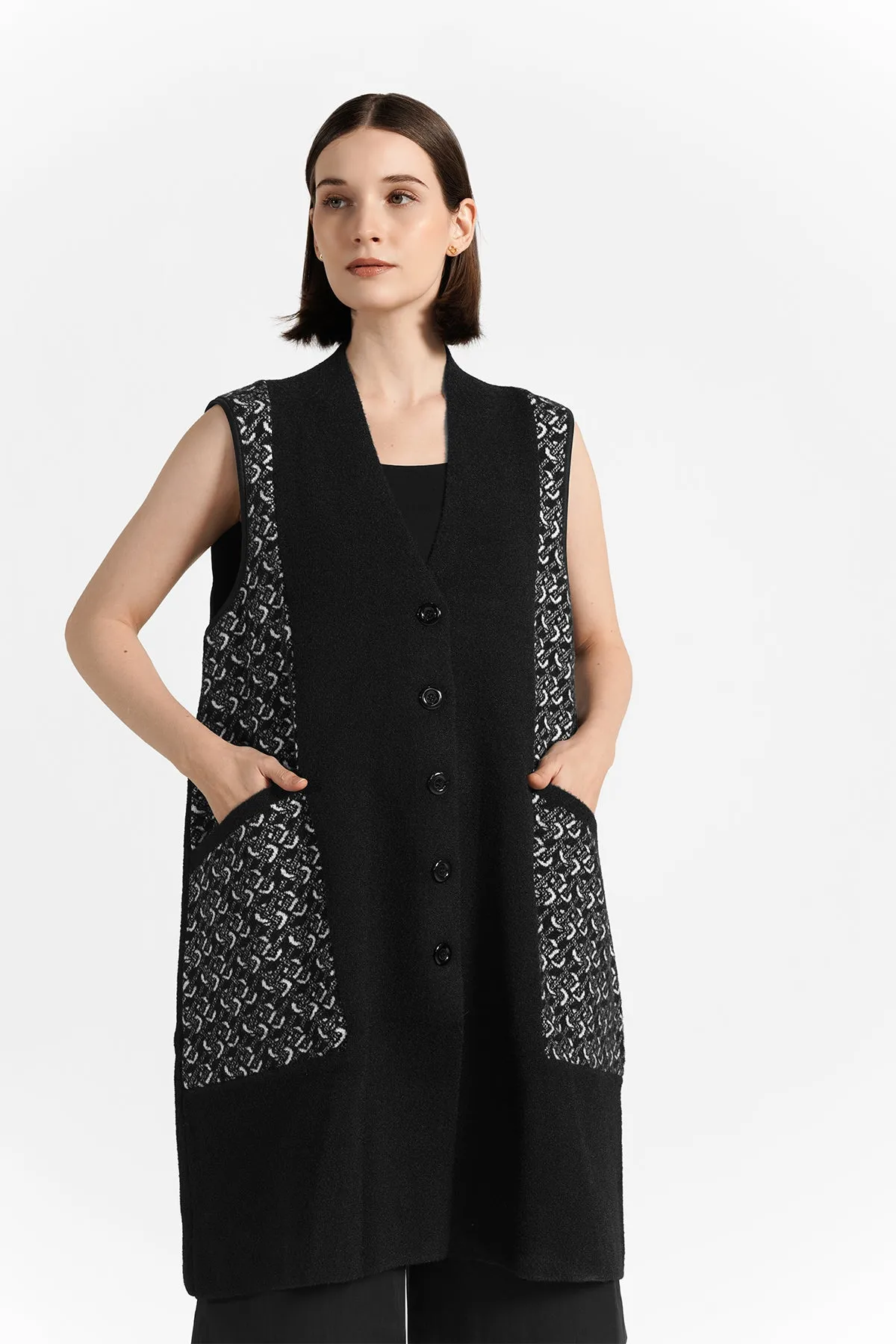 Tessa Sleeveless Coat - Black