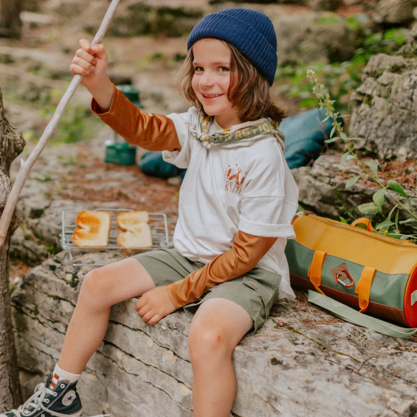 The Colour-Block Canvas Duffle - Green - KIDS