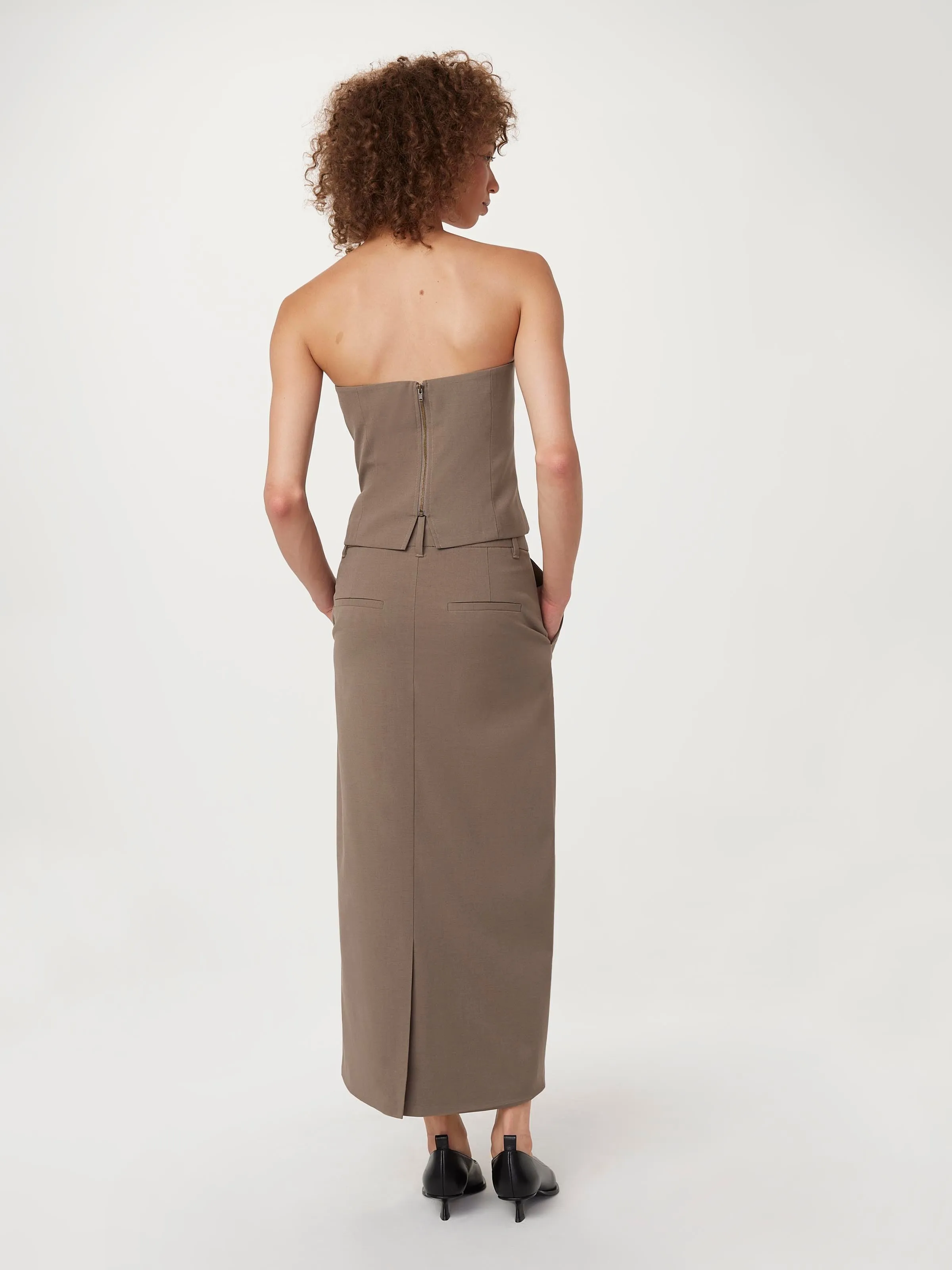 The Maxi Pencil Skirt in Dark Taupe