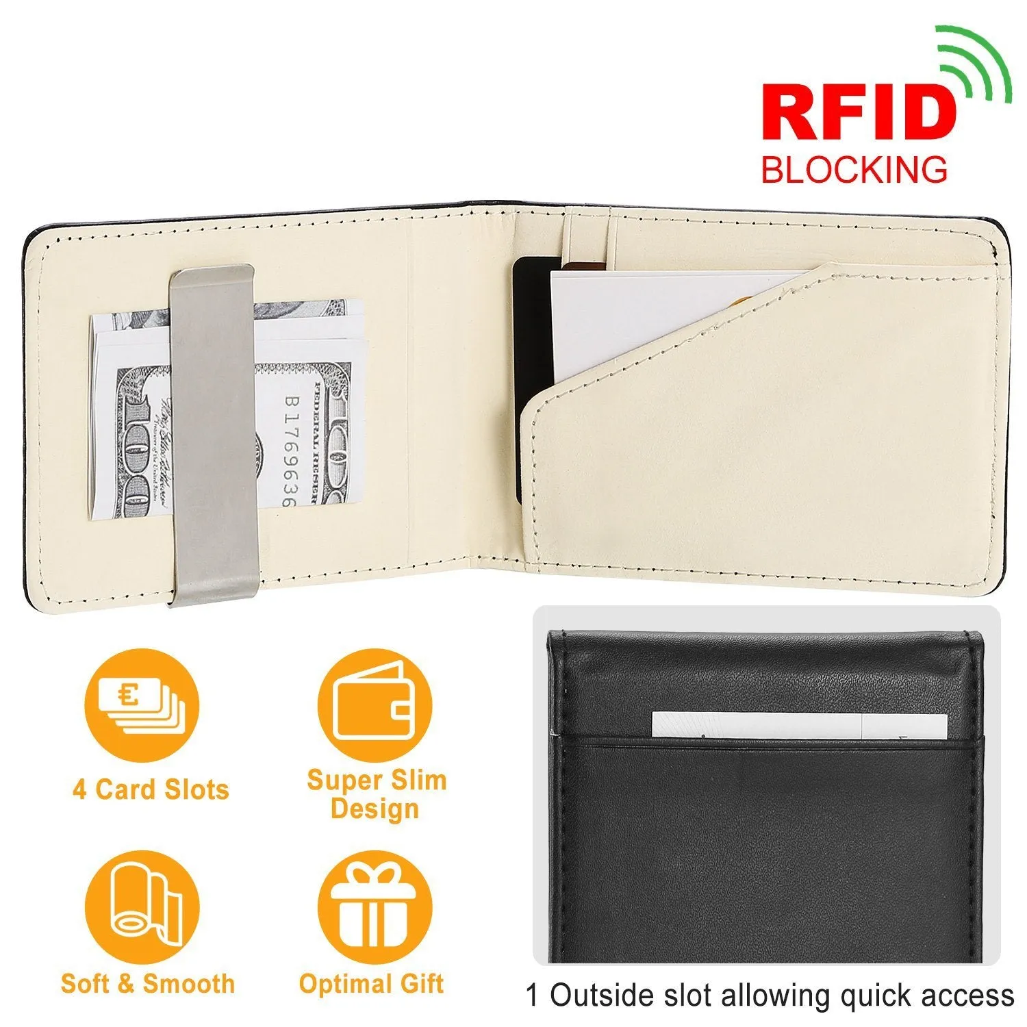 Unisex PU Leather Wallet RFID Blocking