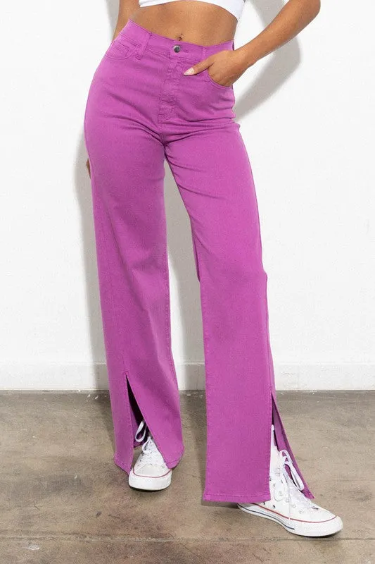 Vibrant MIU Front Slit Jeans