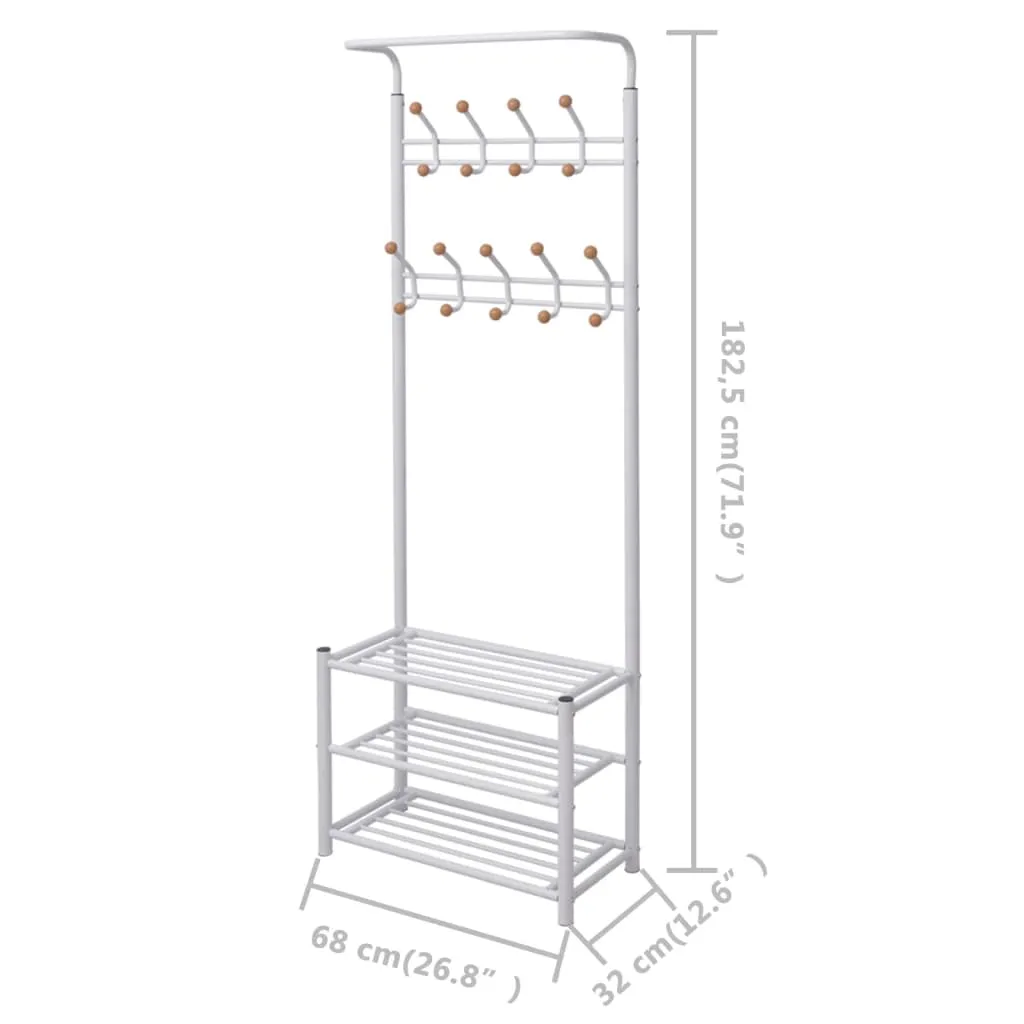 vidaXL Clothes Rack with Shoe Storage 68x32x182.5 cm White