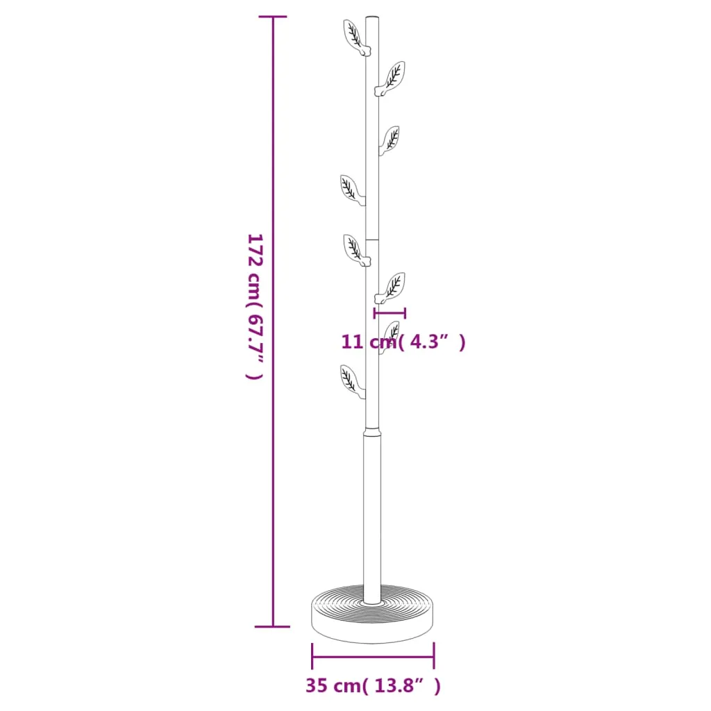 vidaXL Coat Stand White 172 cm Powder-coated Iron