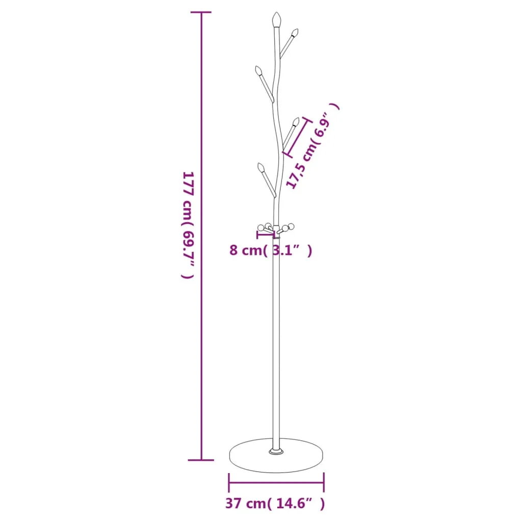 vidaXL Coat Stand White 177 cm Powder-coated Iron