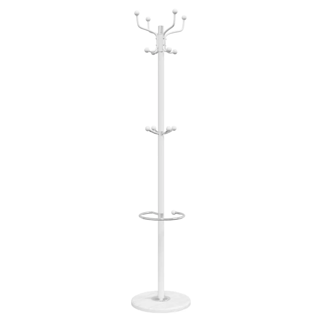 vidaXL Coat Stand with Umbrella Holder White 180 cm Powder-coated Iron