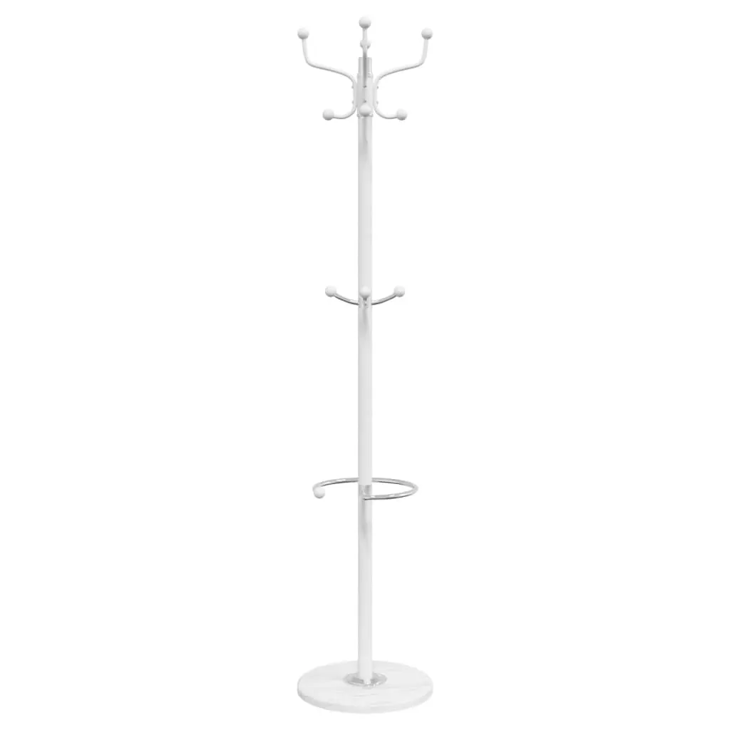 vidaXL Coat Stand with Umbrella Holder White 180 cm Powder-coated Iron