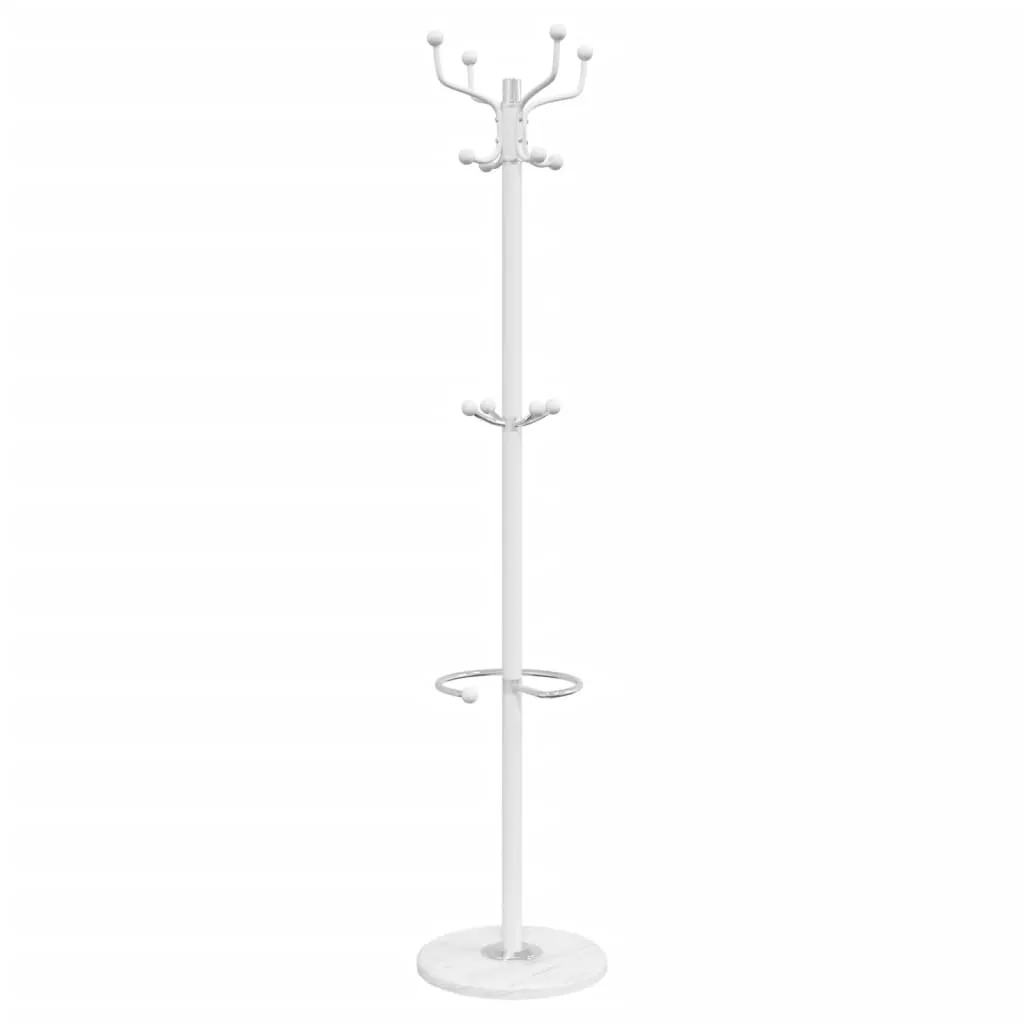 vidaXL Coat Stand with Umbrella Holder White 180 cm Powder-coated Iron