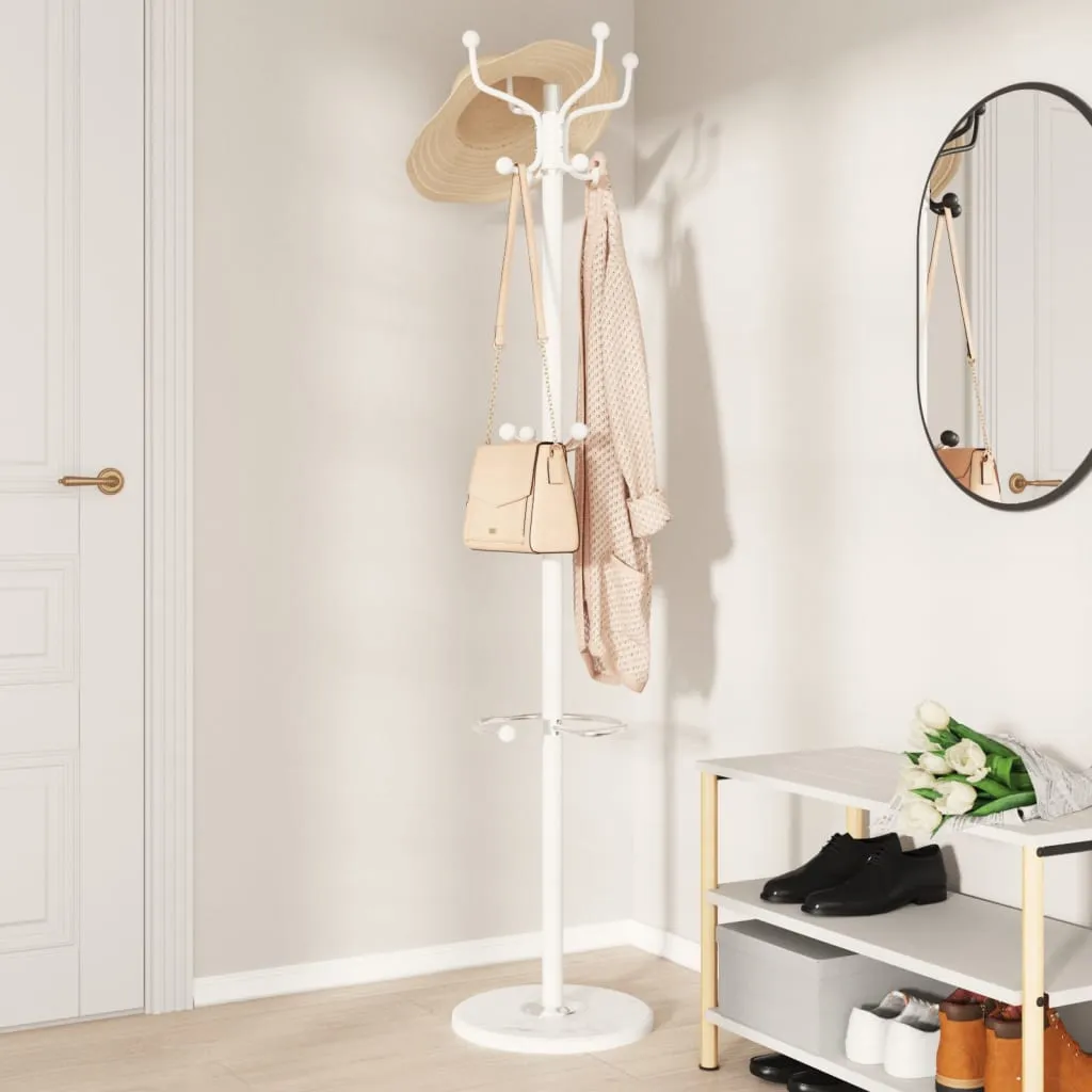 vidaXL Coat Stand with Umbrella Holder White 180 cm Powder-coated Iron