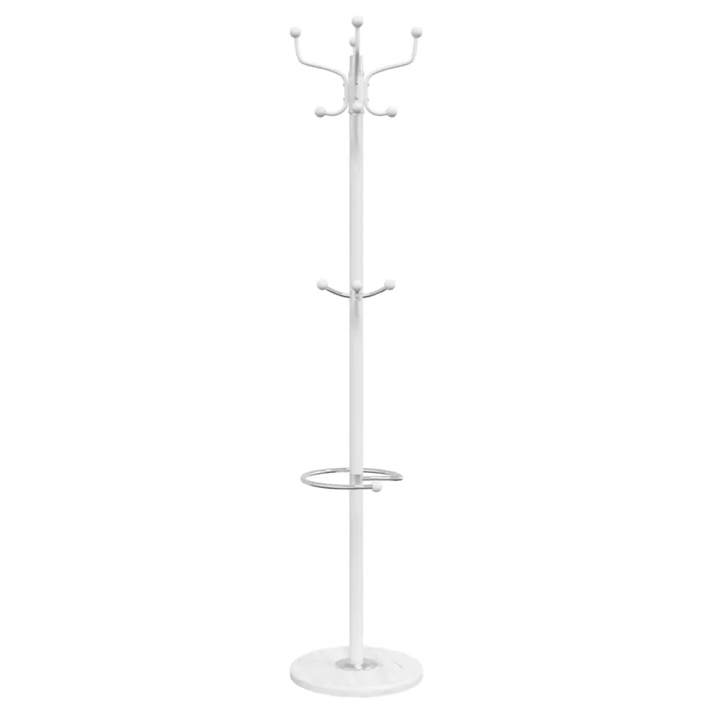 vidaXL Coat Stand with Umbrella Holder White 180 cm Powder-coated Iron