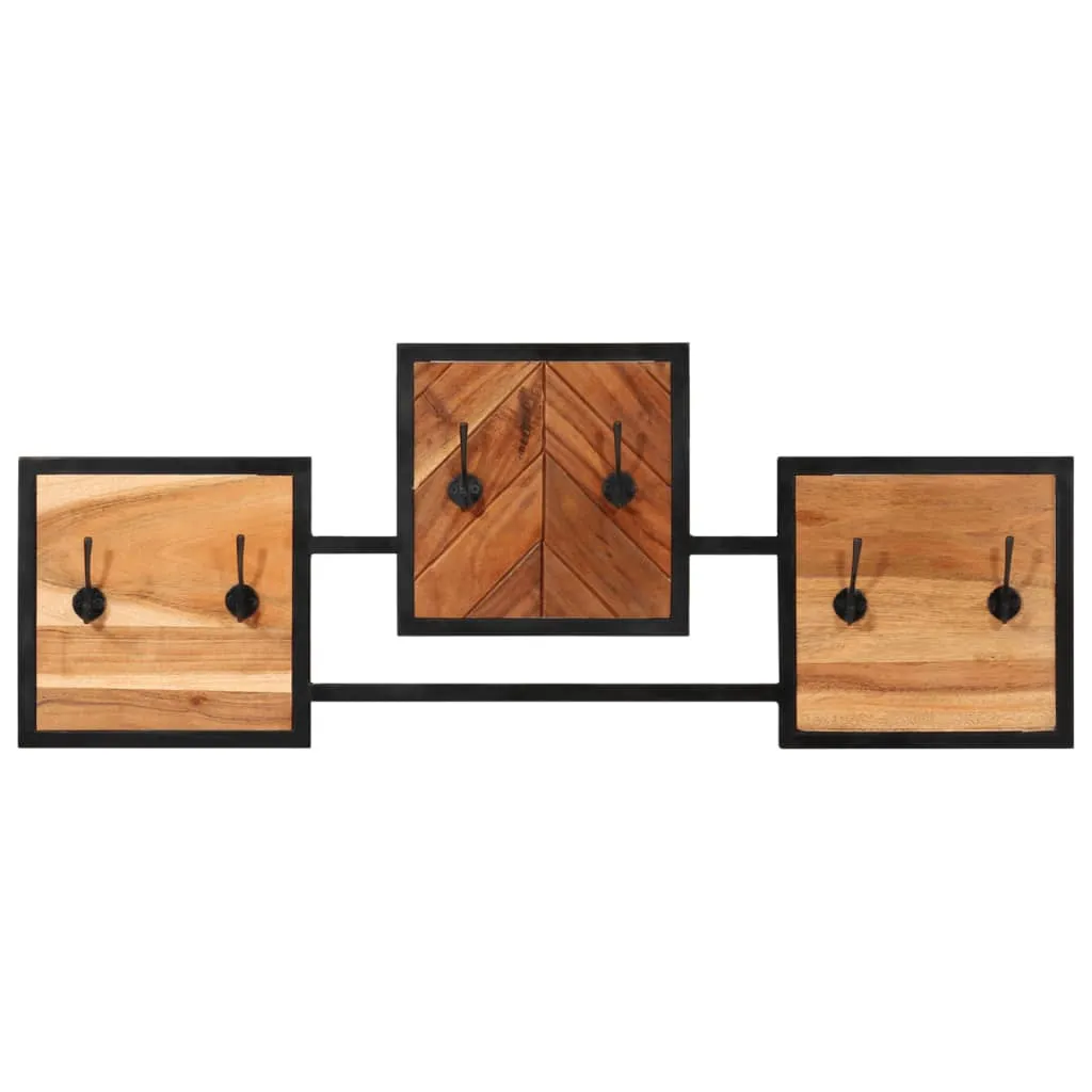 vidaXL Wall Coat Rack 90x1x35 cm Solid Wood Acacia and Iron