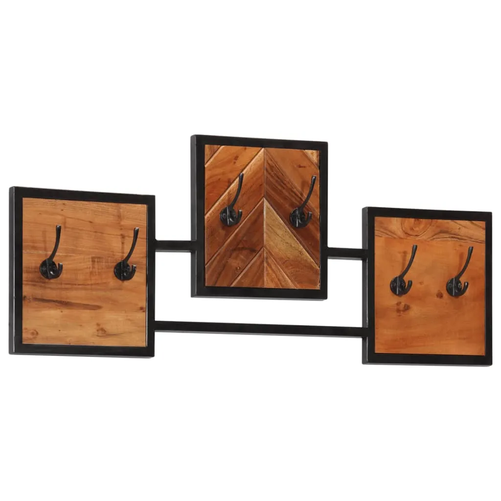 vidaXL Wall Coat Rack 90x1x35 cm Solid Wood Acacia and Iron