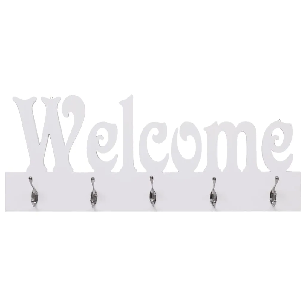 Wall Mounted Coat Rack WELCOME White 74x29.5 cm