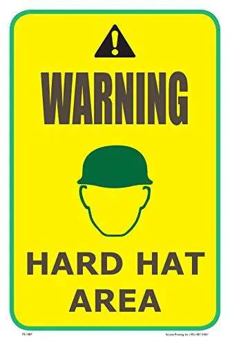 Warning Hard Hat Area 12"X18" Aluminum/PVC Sign