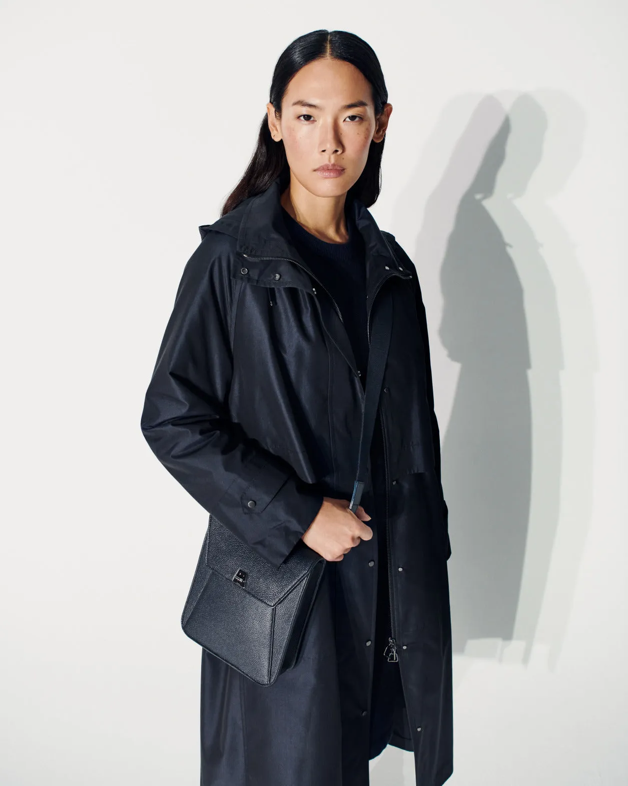 Water Repellent Long Silk Taffeta Coat