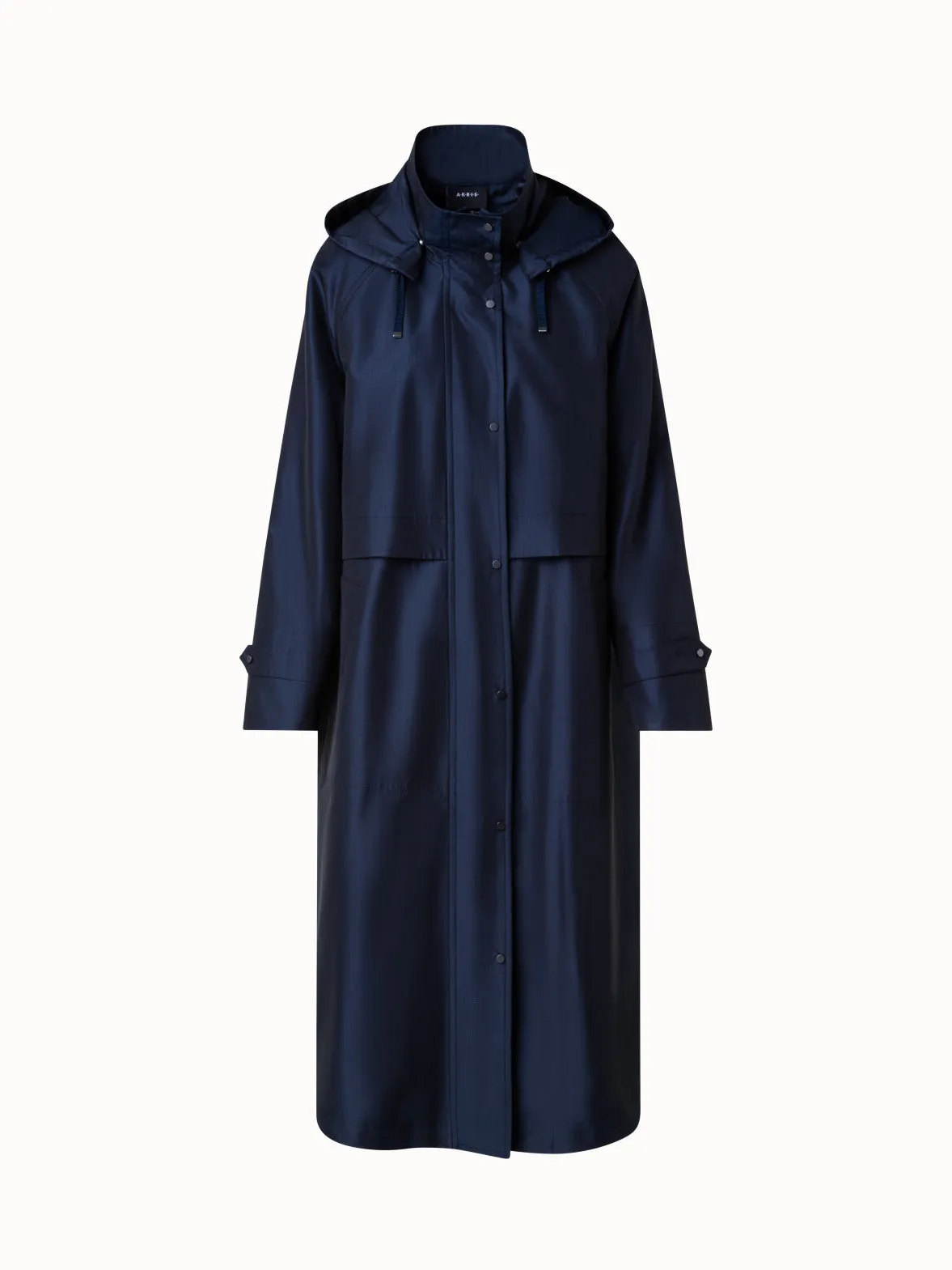 Water Repellent Long Silk Taffeta Coat