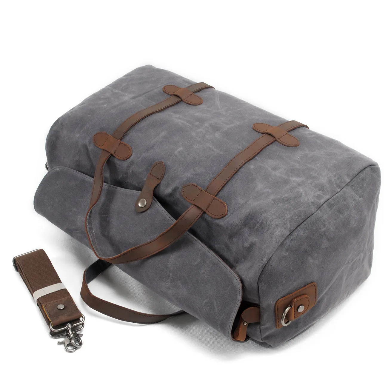 Waxed Canvas Duffle Bag Waterproof for Travel-Black