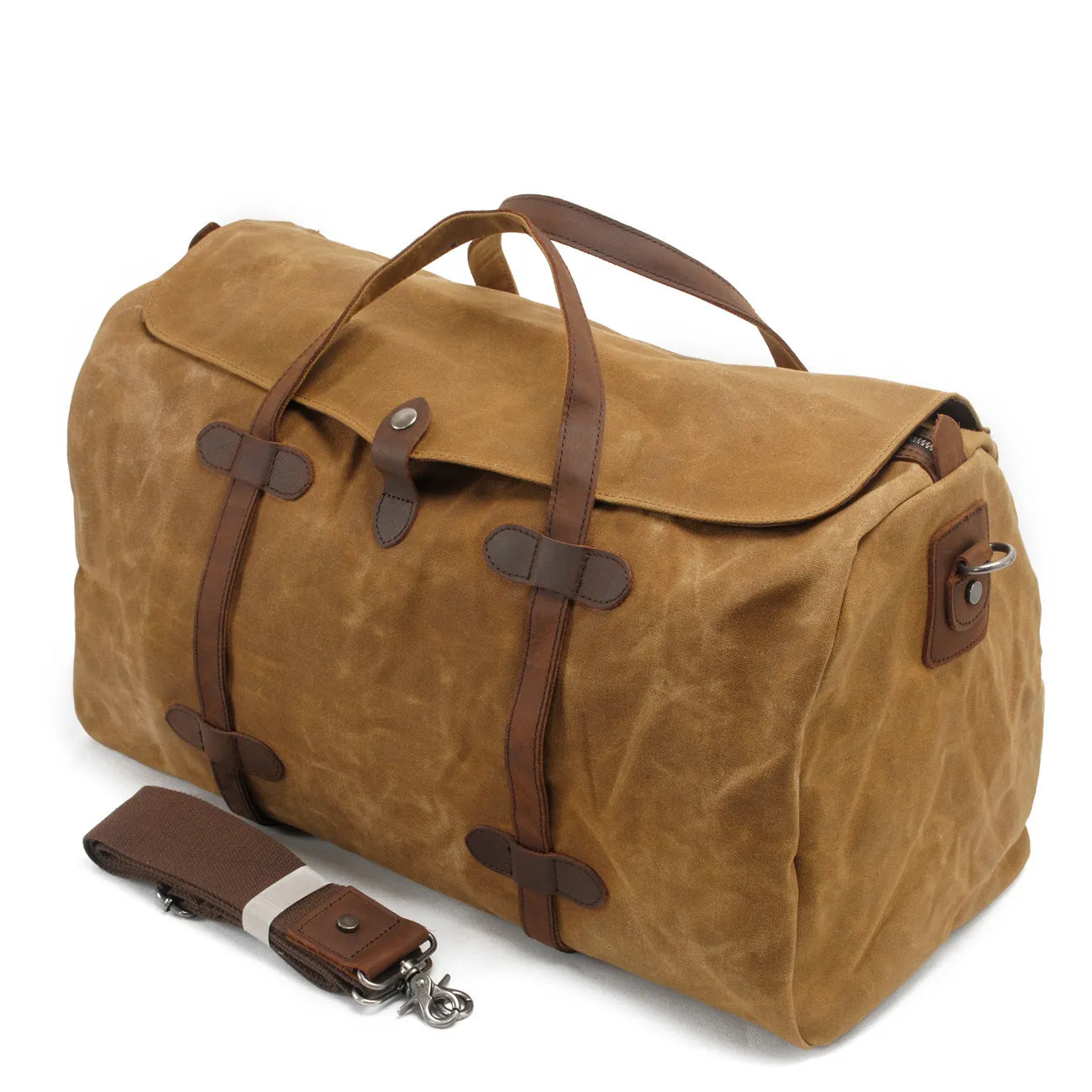 Waxed Canvas Duffle Bag Waterproof for Travel-Black
