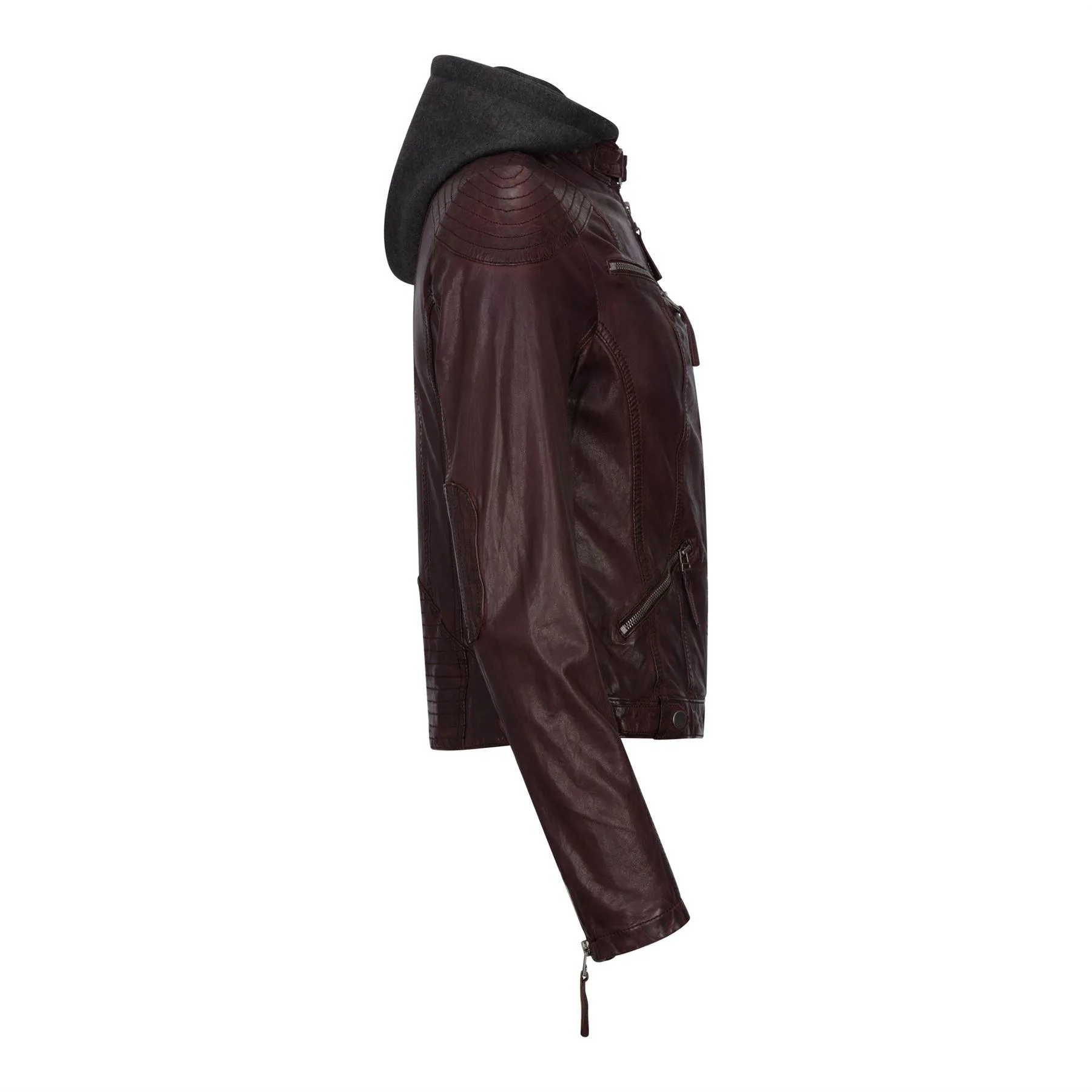 Women's Leather Jacket Hooded Biker Motorcycle Coat