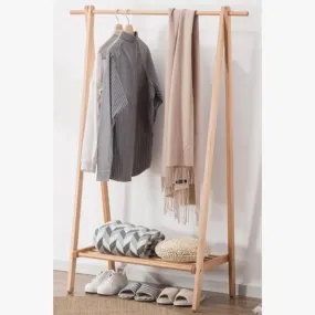 Wooden Coat Stand With Bottom Shelves For Clothes And Shoe Organizer By Miza