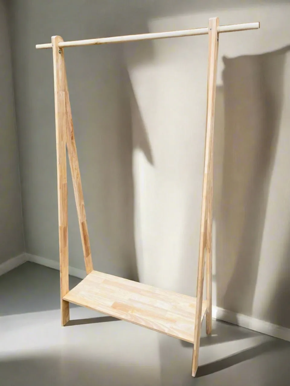 Wooden Coat Stand With Bottom Shelves For Clothes And Shoe Organizer By Miza