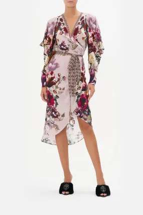 WRAP DRESS WITH DRAPED SLEEVE GYPSY ROSE