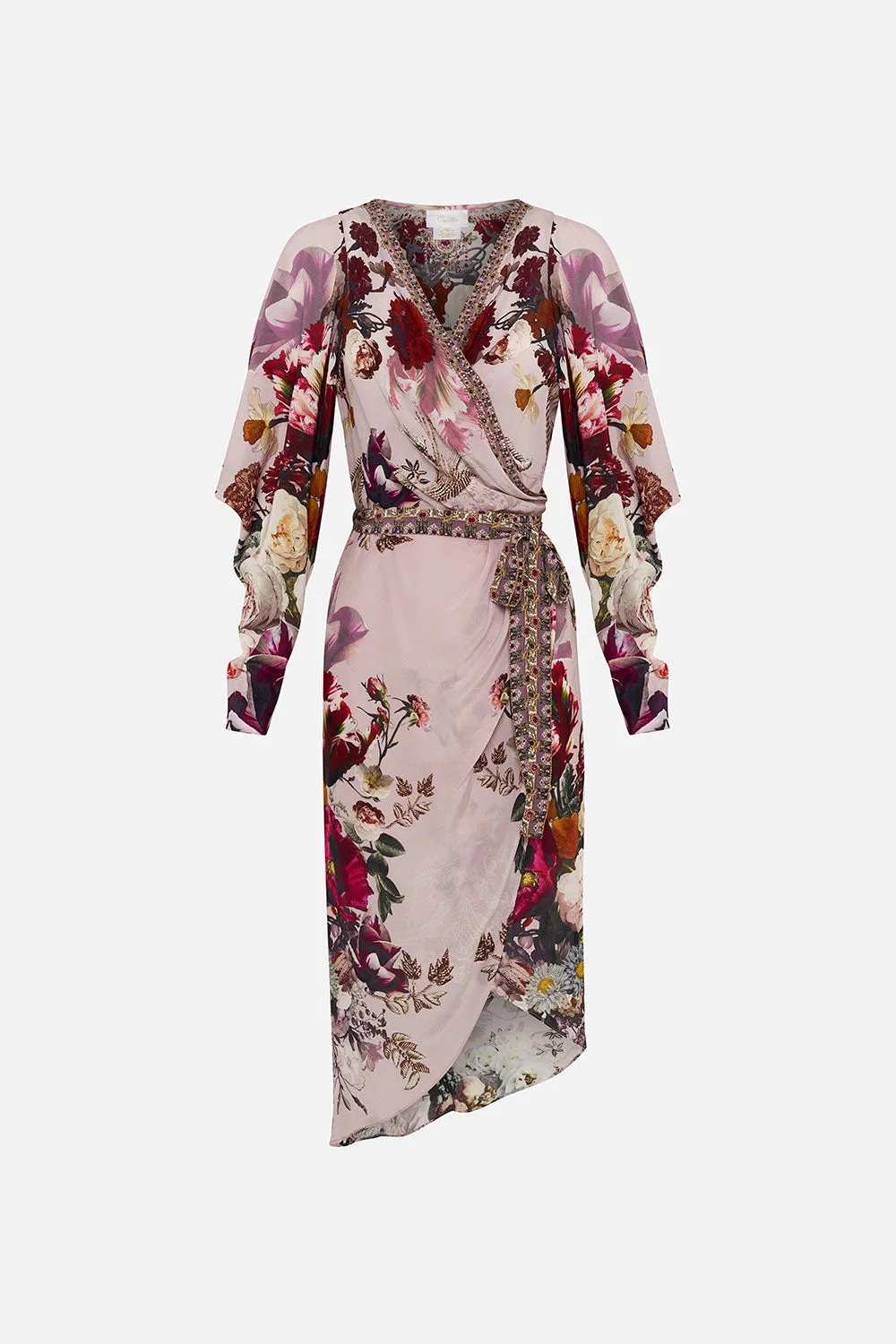 WRAP DRESS WITH DRAPED SLEEVE GYPSY ROSE