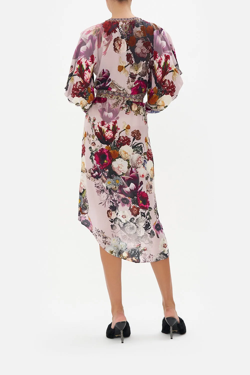 WRAP DRESS WITH DRAPED SLEEVE GYPSY ROSE