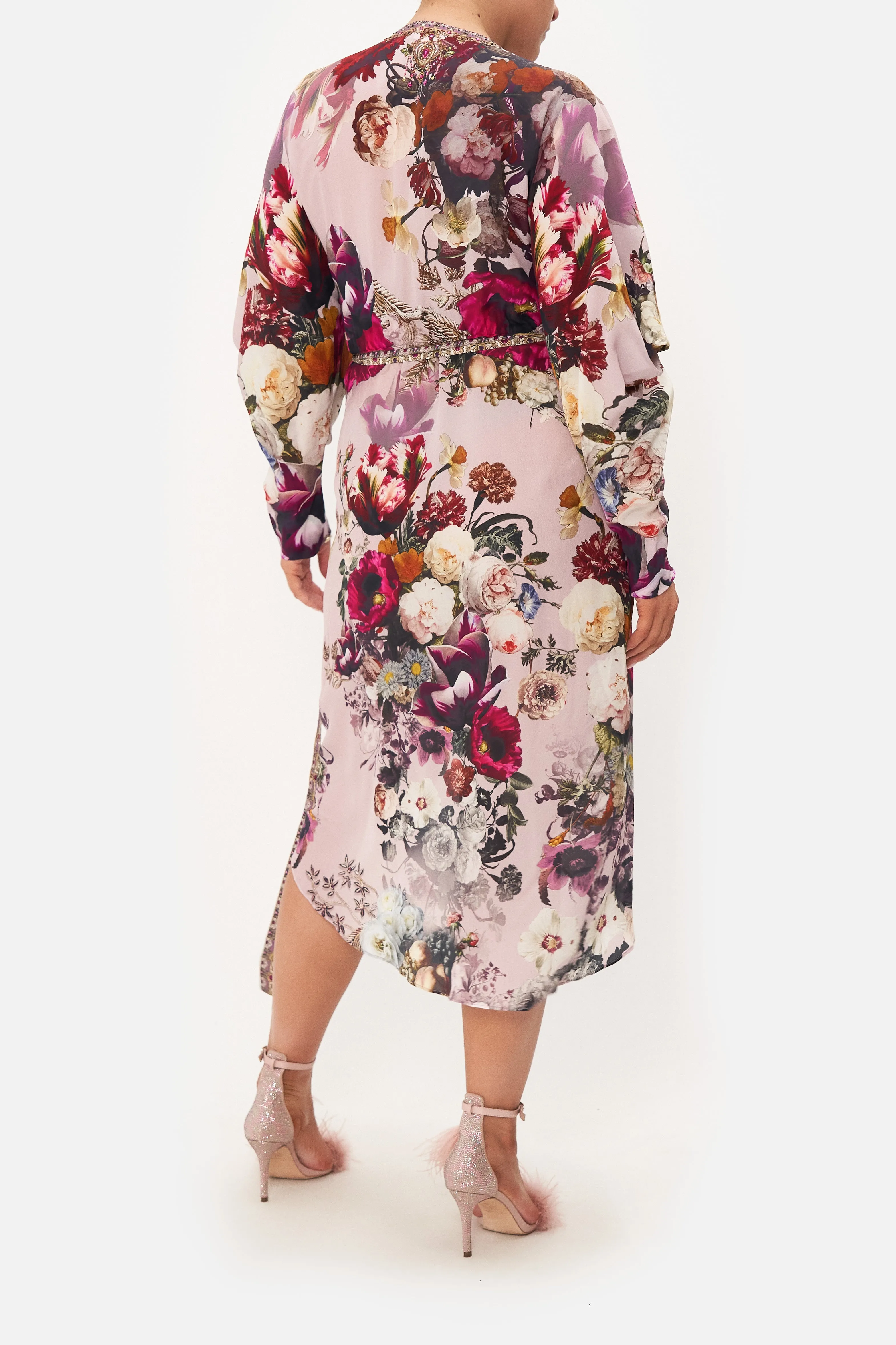 WRAP DRESS WITH DRAPED SLEEVE GYPSY ROSE