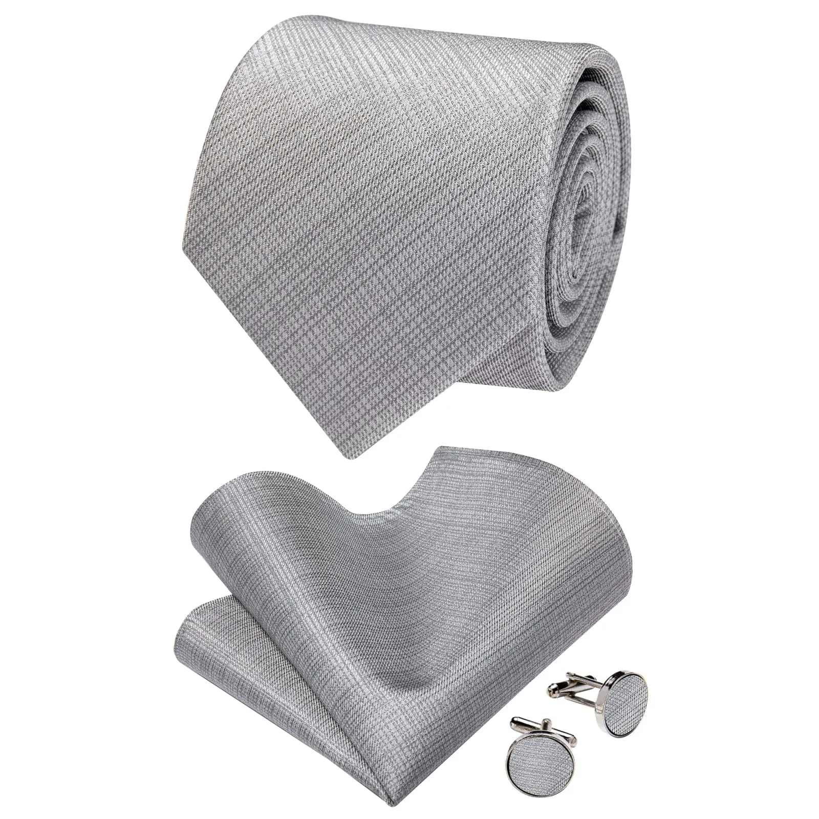 YourTies Black Solid Long Sleeve Shirt with Smoke Grey Solid Silk Tie for Men